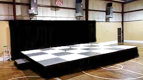 Custom checker-board stage for rent in Memphis